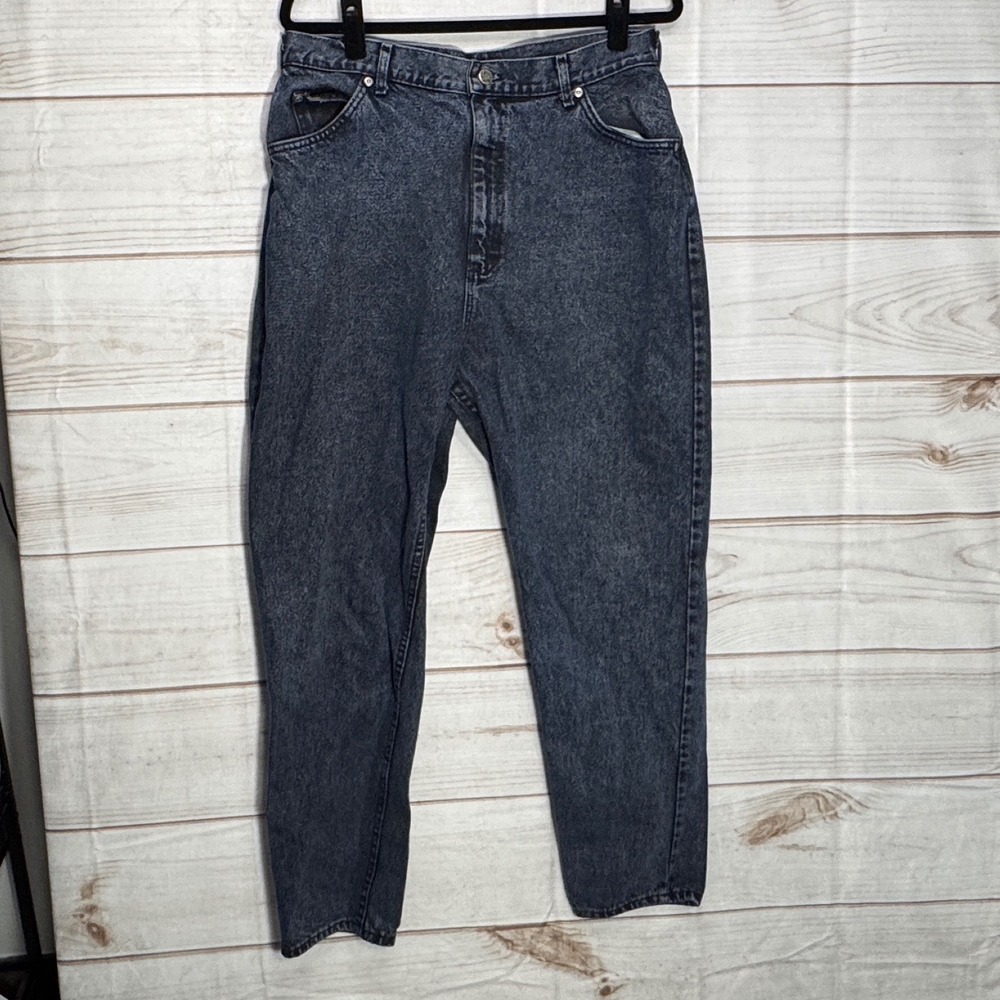 Vintage Lee Riders High Waisted‎ Tapered Leg Acid Wash Black Jeans USA Made 18M